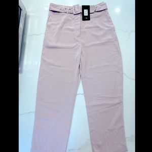 Fashion nova mauve Irene belted crop pants size M new